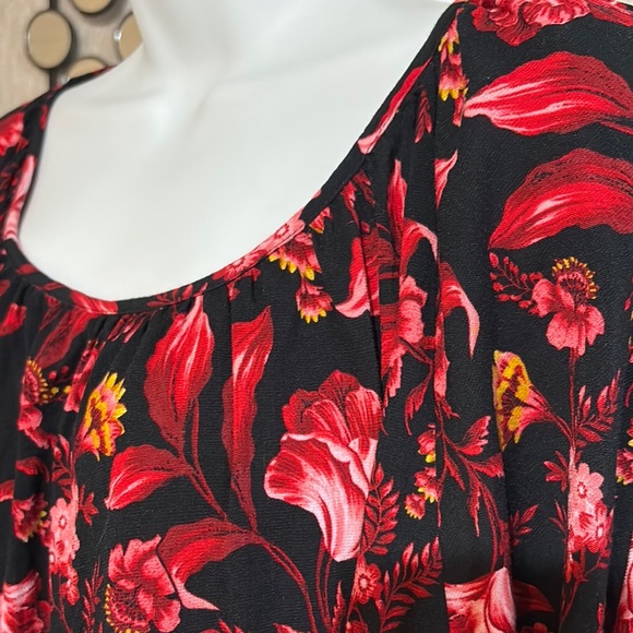 Terra & Sky Black and Red Floral Blouse - Picture 2 of 7